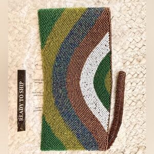 Vintage Multicolor Hand Beaded Beaded Clutch